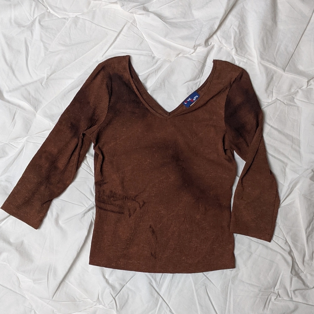 y2k tie dye effect v-neck top